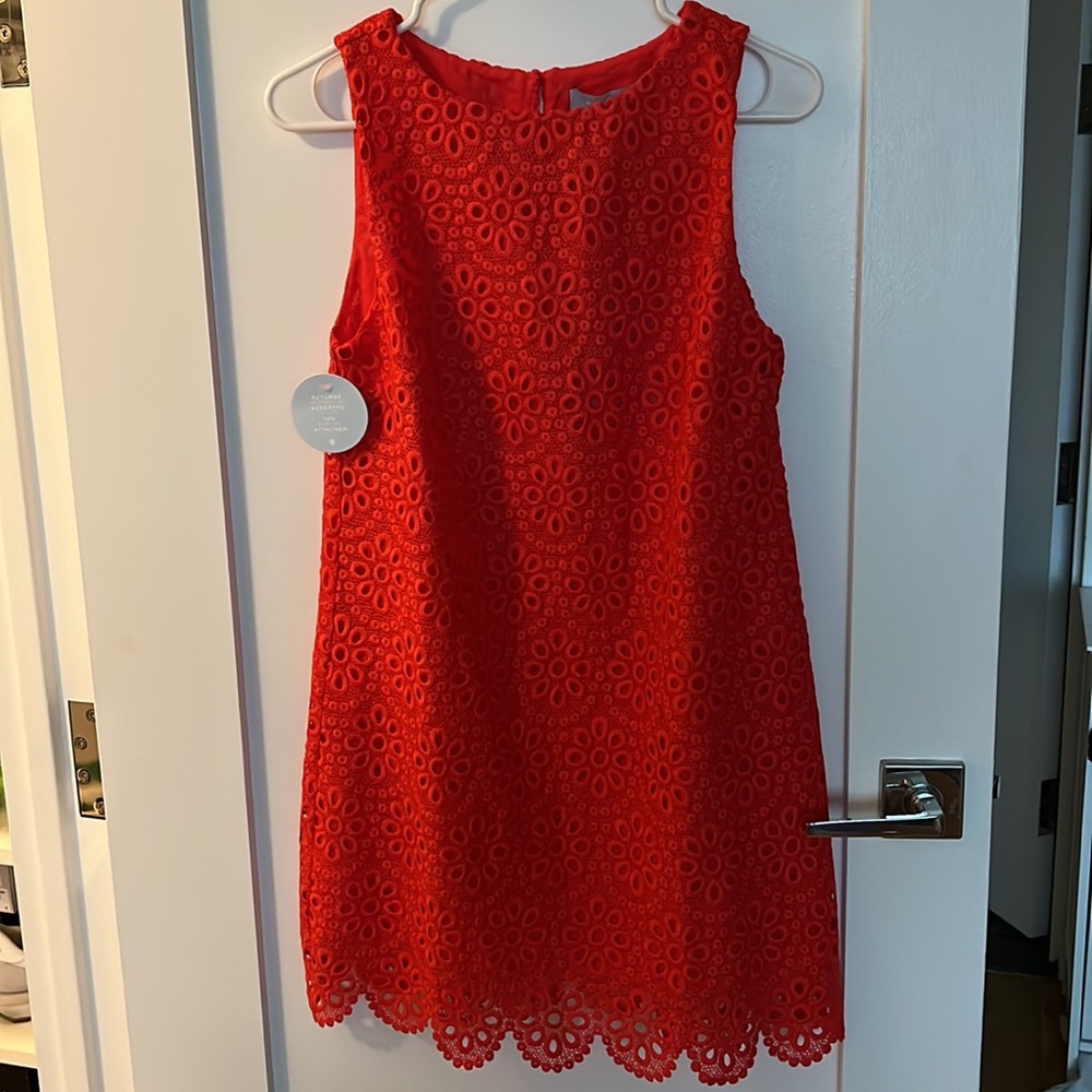 Hill House Charlie Dress in Poppy Red Scallop Lace NWT - Picture 2 of 3